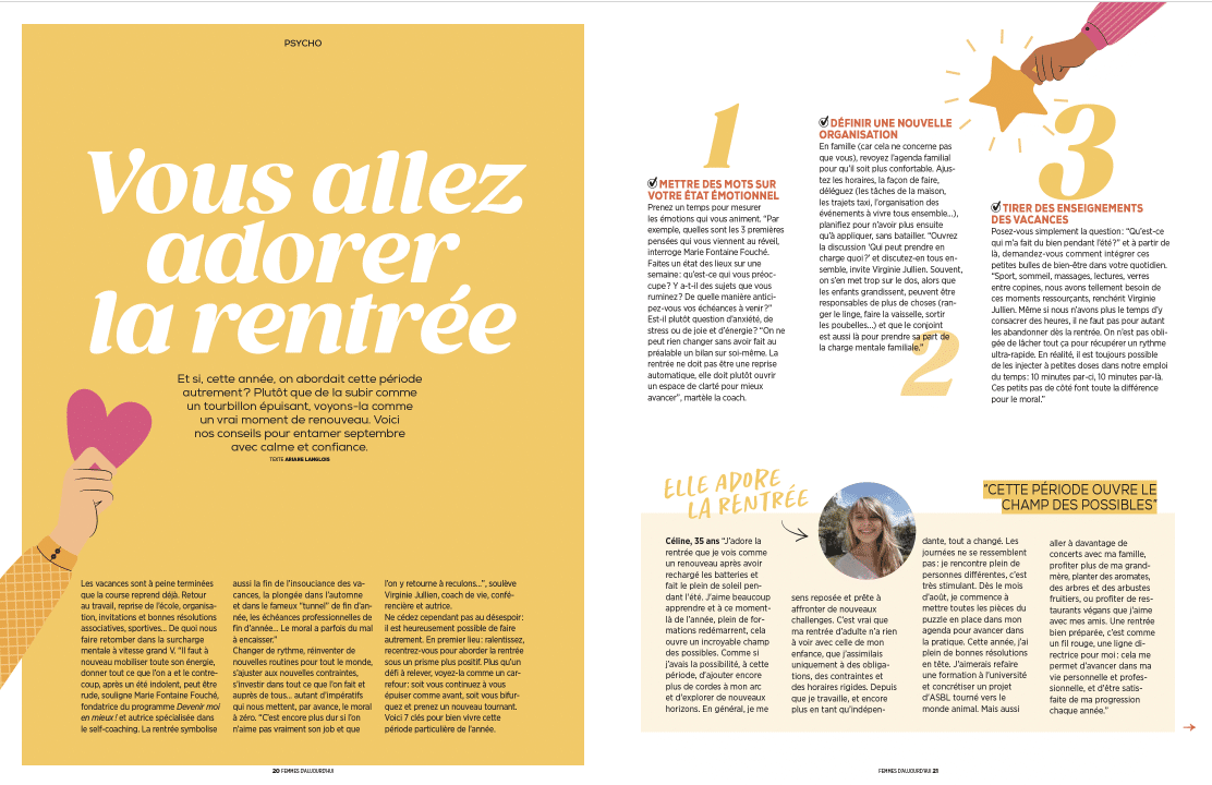 Vous allez adorer la rentrée - article Femmes d'Aujourd'hui